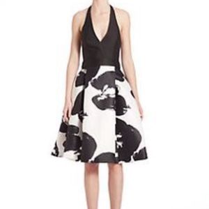 Halston Heritage Abstract Orchid Halter Dress